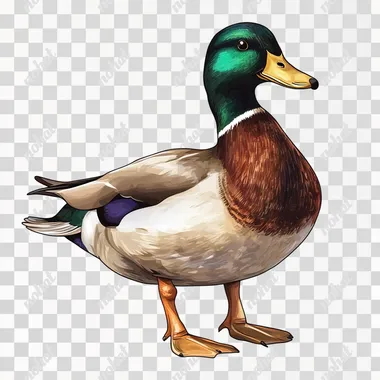 mallard duck, illustration, isolated white background