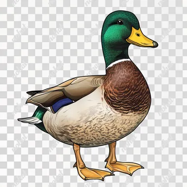 mallard duck, illustration, isolated white background