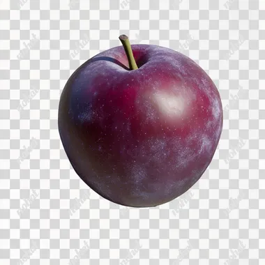 a ripe plum, 64-bit, white background