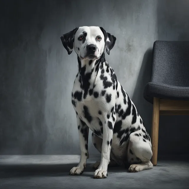 Energetic Dalmatian in Modern Minimalist Room
