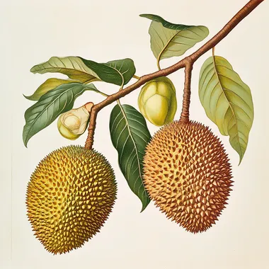 branch from durian tree, scientific drawing, from science textbook