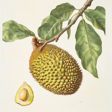 branch from durian tree, scientific drawing, from science textbook