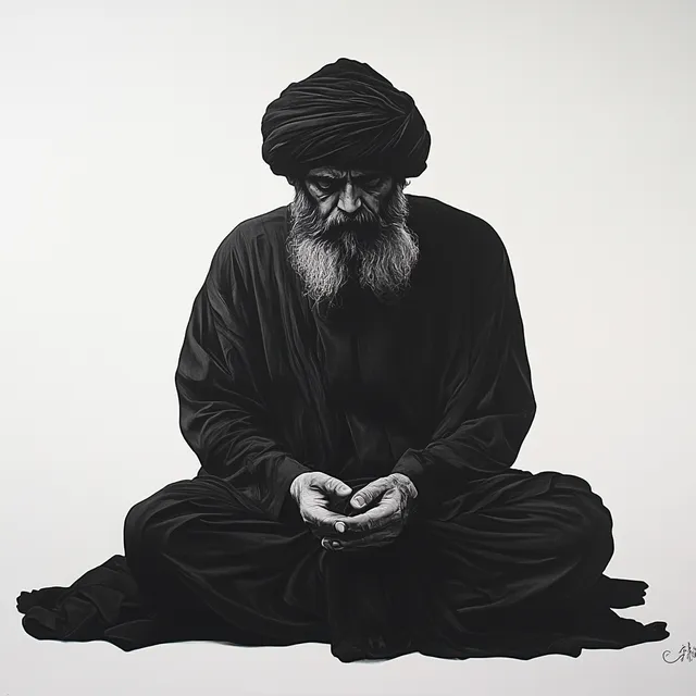 Contemplation: An Ottoman Sheikh in Timeless Contrast