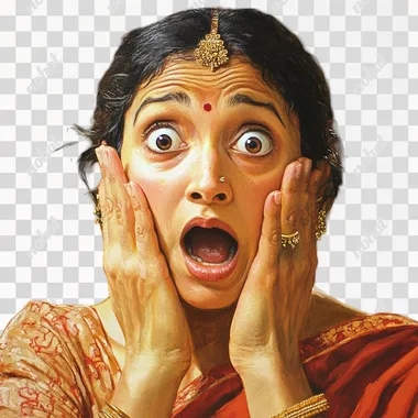 an indian NRi woman surprised face