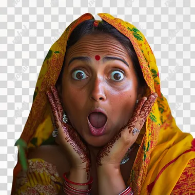 an indian NRi woman surprised face