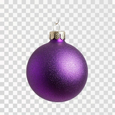 close up purple christmas toy for a christmas tree, with a hanger, isolated on a white background