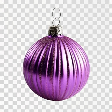 close up purple christmas toy for a christmas tree, with a hanger, isolated on a white background