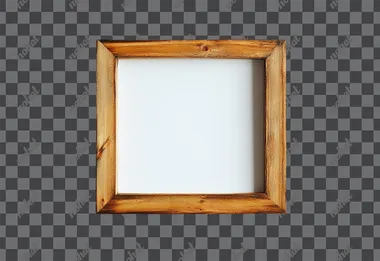 empty square wooden frame with white background