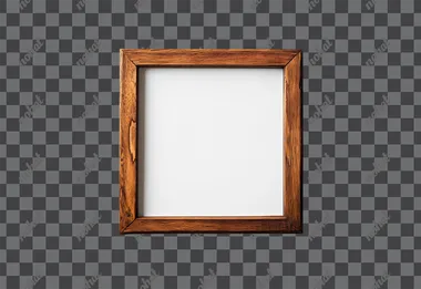 empty square wooden frame with white background