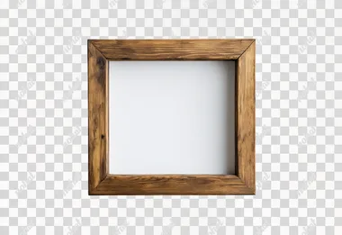 empty square wooden frame with white background