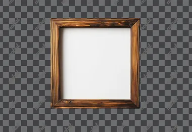 empty square wooden frame with white background
