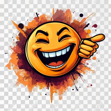 emoji pointing and laughing at you with think lines on a white background. graffiti style --s 250