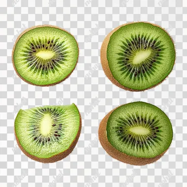 kiwi and a sliced kiwi, isolated on white background