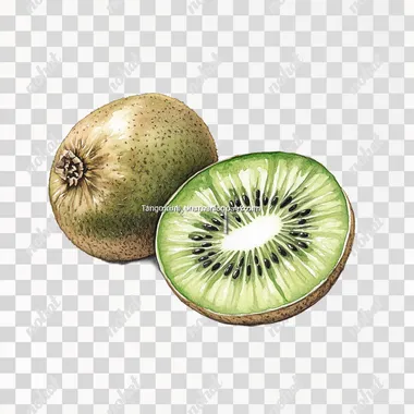 kiwi and a sliced kiwi, isolated on white background