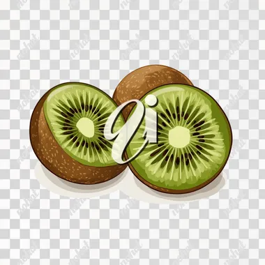 kiwi and a sliced kiwi, isolated on white background