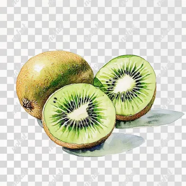 kiwi and a sliced kiwi, isolated on white background