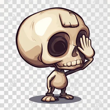 Skull character looking right, smacking its forehead with its palm, 2D cartoon style, Twitch emote.