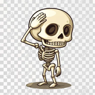 Skull character looking right, smacking its forehead with its palm, 2D cartoon style, Twitch emote.