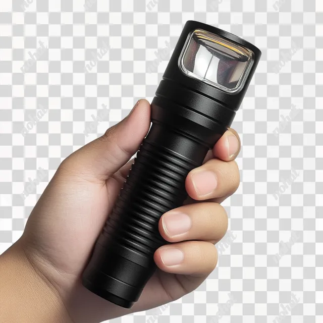PNG Hand Holding Flashlight in Living Room, Studio Product Photography