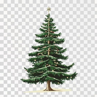 Christmas tree, decorated Christmas tree, vector picture, white background