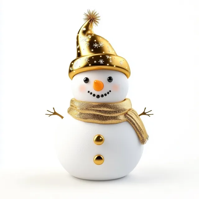 Charming 3D Snowman in Golden Tricorn Hat Icon