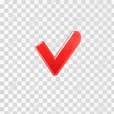 Red checkmark icon vector illustration on a white background, with a simple design, flat color, solid red, no shadows, high contrast, high resolution, no noise, no gradient, vector graphics, professional photography, sharp focus, precise details, clear lines and textures, and a minimalistic style.