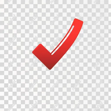 Red checkmark icon vector illustration on a white background, with a simple design, flat color, solid red, no shadows, high contrast, high resolution, no noise, no gradient, vector graphics, professional photography, sharp focus, precise details, clear lines and textures, and a minimalistic style.