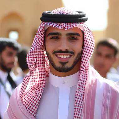 walking the mideast male fashion show very handsome saudi arabian men, buzzcuts, smiling