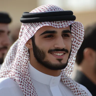 walking the mideast male fashion show very handsome saudi arabian men, buzzcuts, smiling
