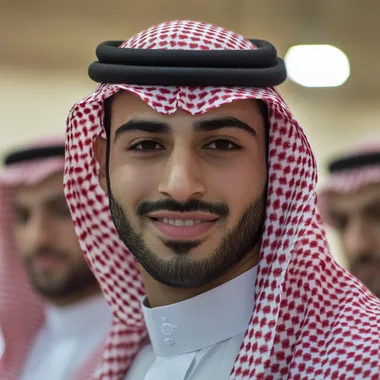 walking the mideast male fashion show very handsome saudi arabian men, buzzcuts, smiling