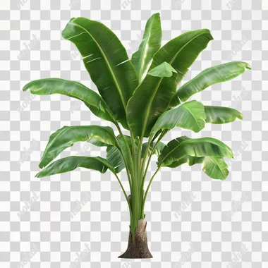 banana tree with leaves in white background 8k