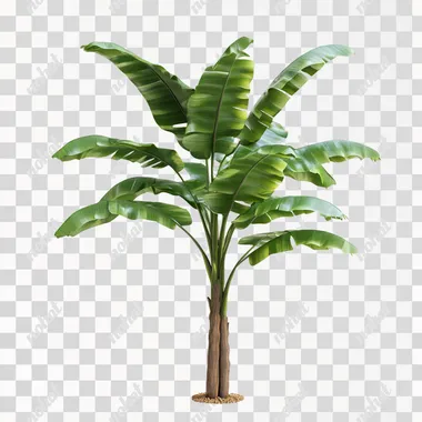 banana tree with leaves in white background 8k
