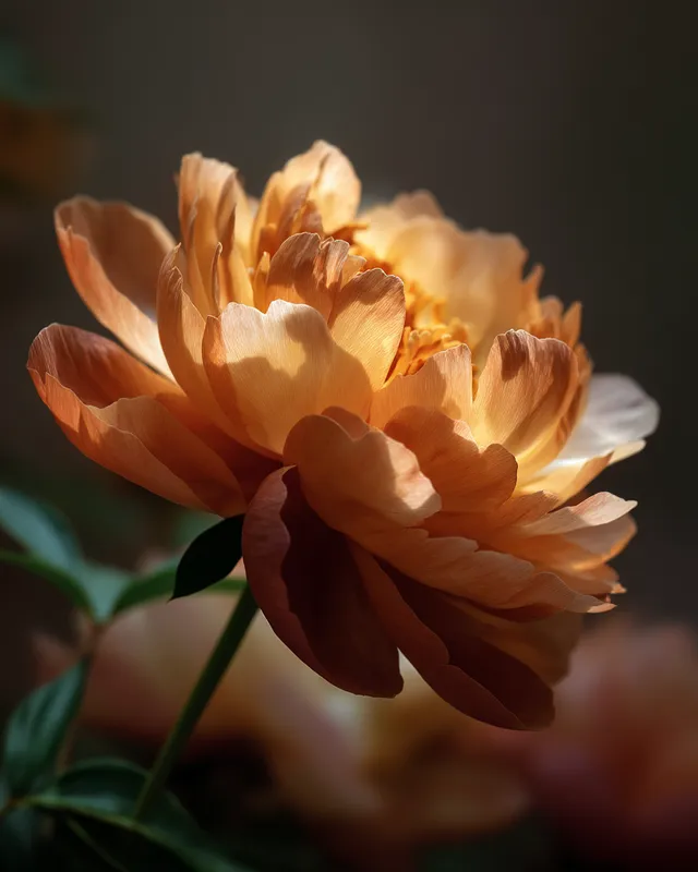 Glowing Orange Peony in Sunset Light