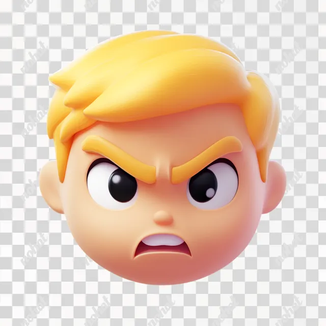 PNG Angry cartoon character emoji with mischievous fun in playful scene