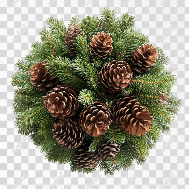 PNG Pine Cone and Fir Branch Arrangement for Cozy Living Room Decor