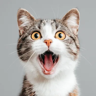 cute funny cat expression, isolated background