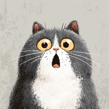 cute funny cat expression, isolated background
