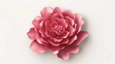 Cute Simple illustration 3D Sticker of Peony Flower   --s 50