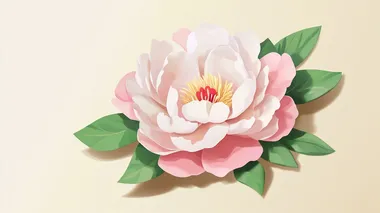 Cute Simple illustration 3D Sticker of Peony Flower   --s 50