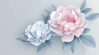 Cute Simple illustration 3D Sticker of Peony Flower   --s 50