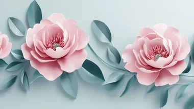 Cute Simple illustration 3D Sticker of Peony Flower   --s 50