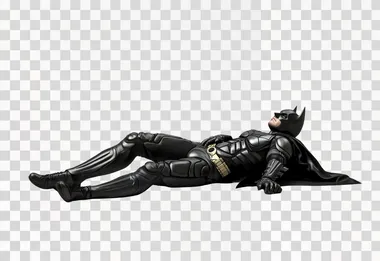 batman sliding while standing on his feet, isolated on white, photorealistic
