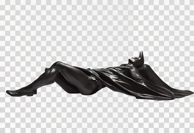 batman sliding while standing on his feet, isolated on white, photorealistic