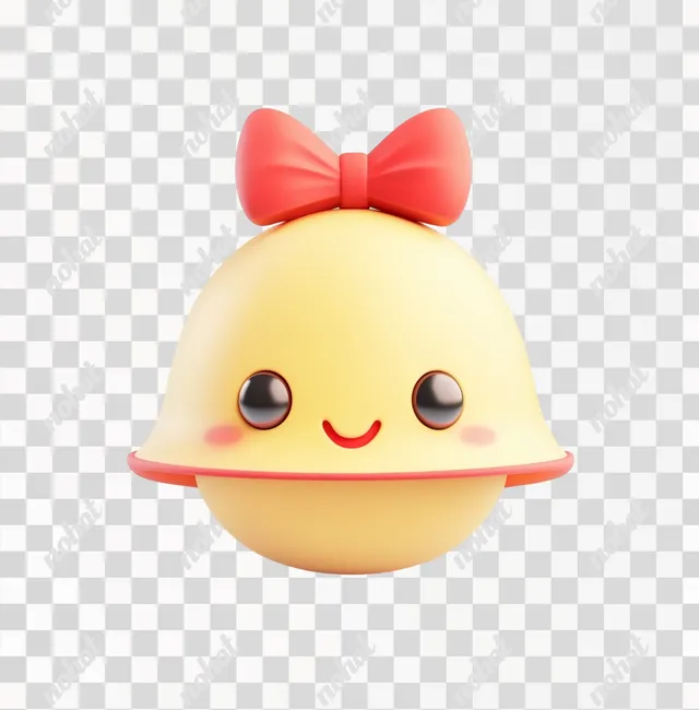 Charming 3D Bell Icon with Bow: A Pixar-Inspired Delight