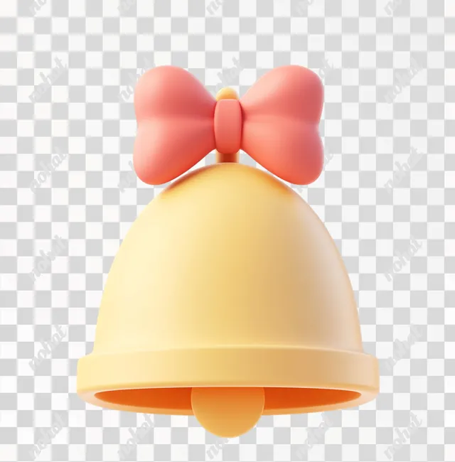 Charming 3D Bell Icon with Bow: A Playful Pixar-Inspired Design