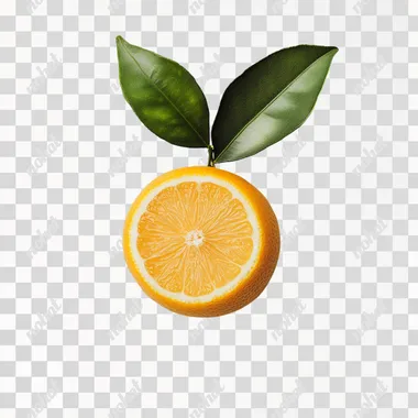 photography of a lemon with a leaf on top, white background  --s 250