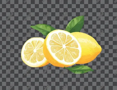 A lemon isolated on a white background, in a simple style, with a transparent PNG. Stock photo.