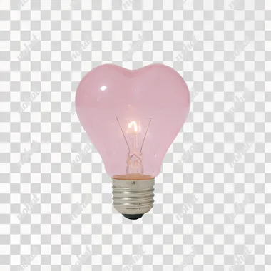 A heart-shaped light bulb glowing pink. White background   --raw rofile t1cca81
