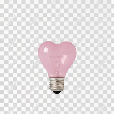 A heart-shaped light bulb glowing pink. White background   --raw rofile t1cca81