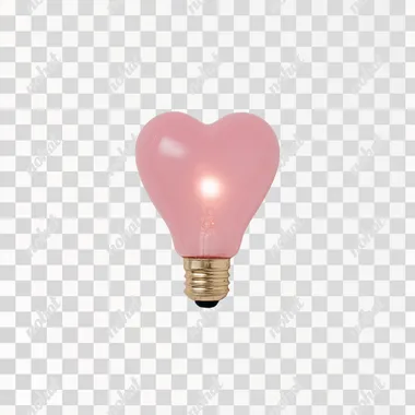 A heart-shaped light bulb glowing pink. White background   --raw rofile t1cca81
